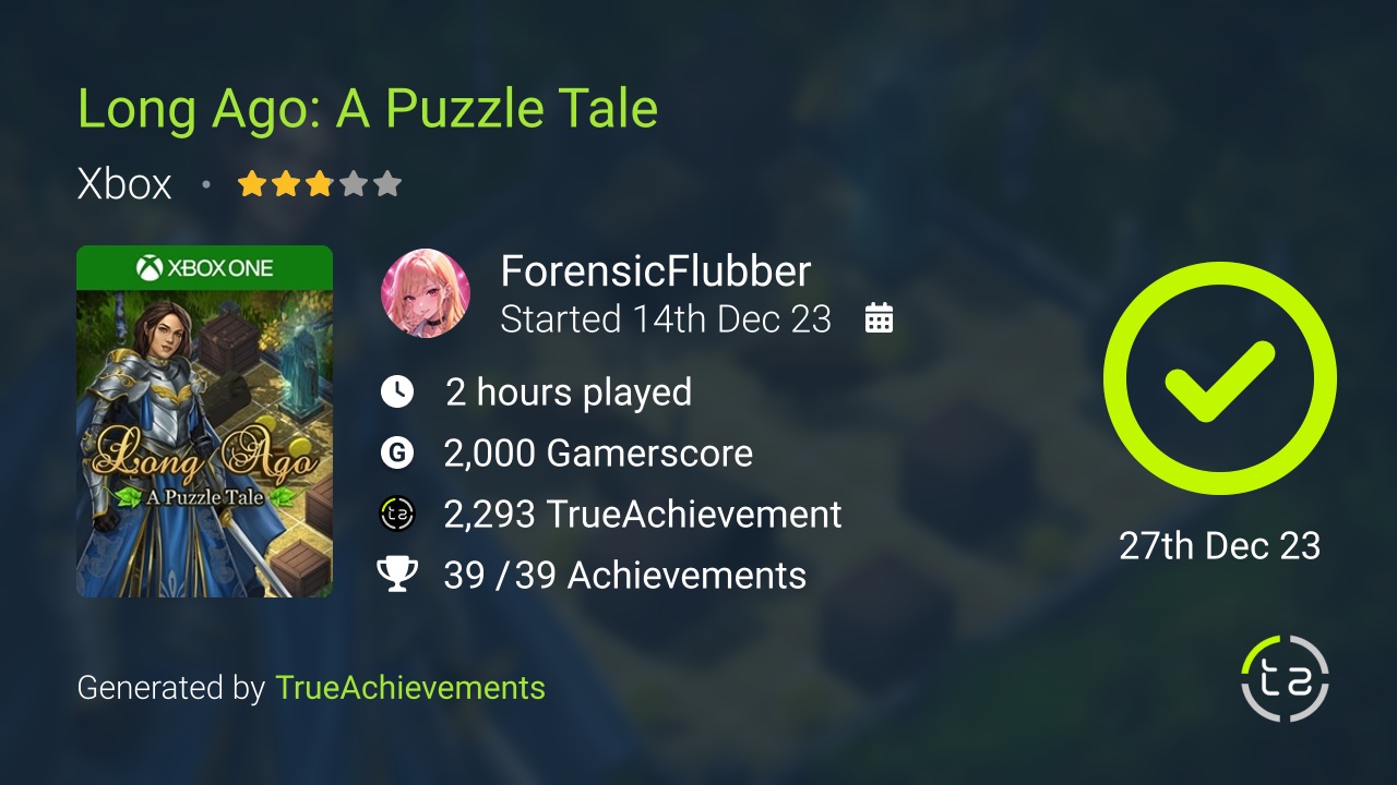 Long Ago A Puzzle Tale achievement summary